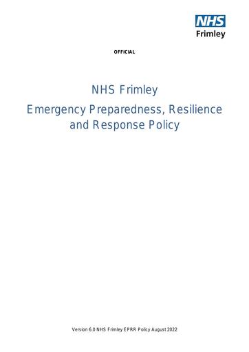 NHS Frimley Emergency Preparedeness Resilience Policy